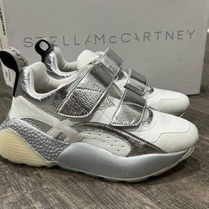 NWT DESIGNER Stella McCartney Sneaker w/Bag & Box Eclypse White Silver Sneaker